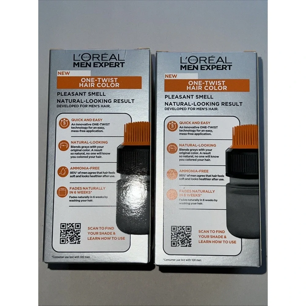 Lot of 2 L'Oreal Men Expert One Twist‎ Mess Free 5 Min Hair Color # 01 Jet Black